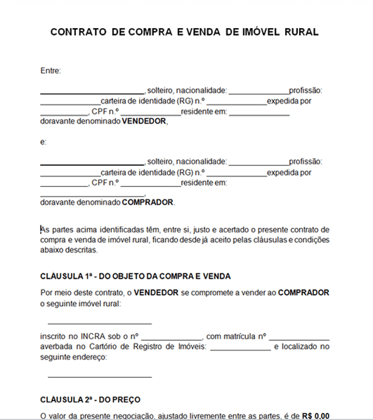 Modelo de Contrato de Arrendamento de Imóvel Rural, PDF